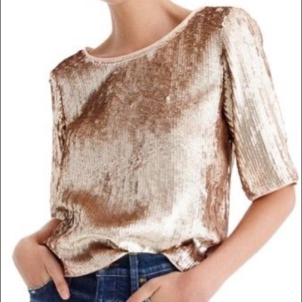 J.crew rose gold sequin top NWT 6petite
